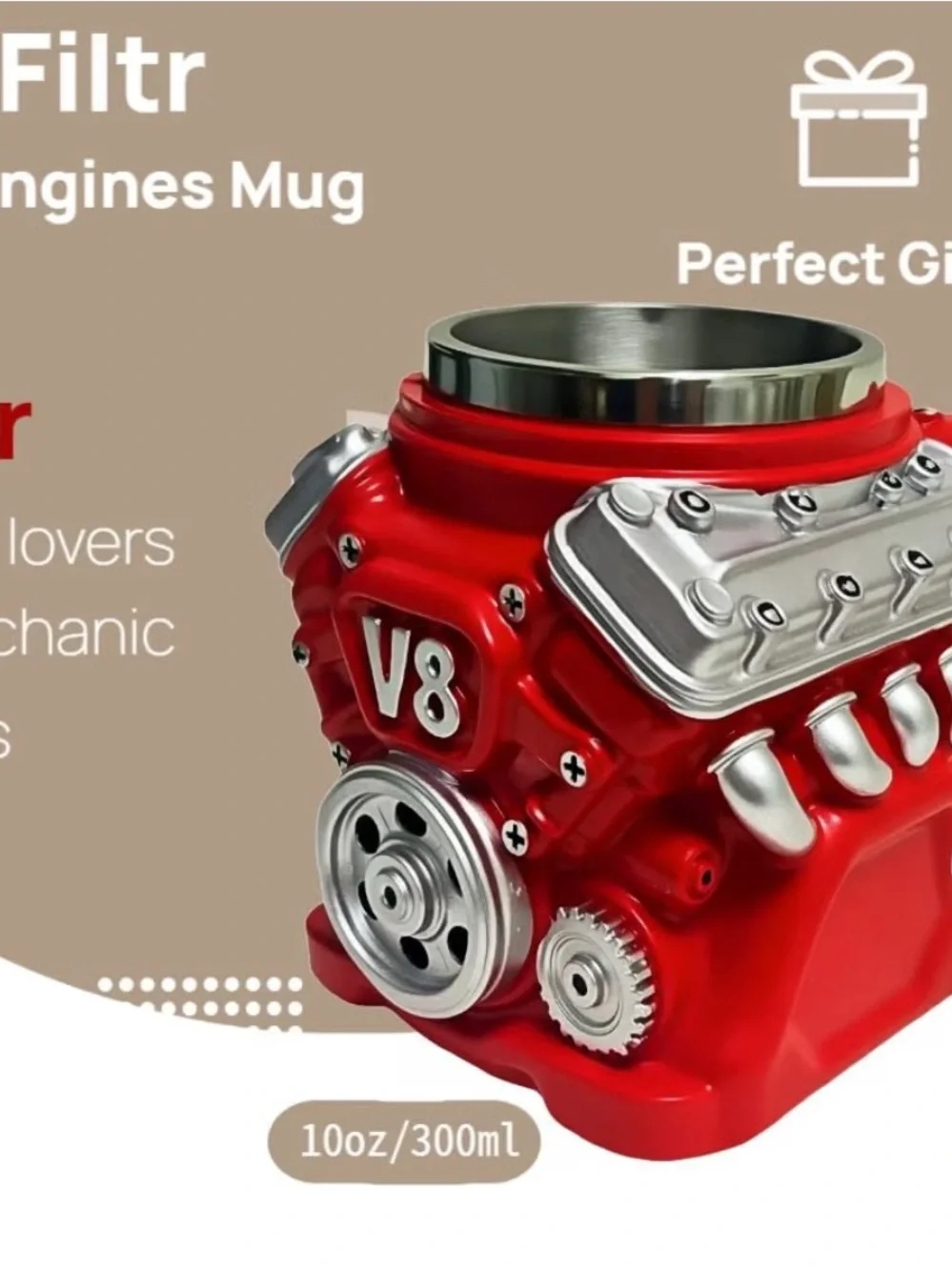 New in box Red V8 Engine Ceramic Mug - Branded Design